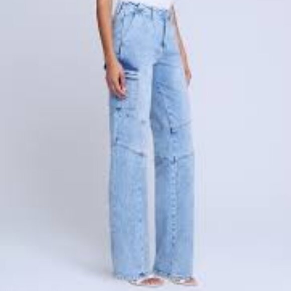 NWOT: L'Agence  Brooklyn High Waist Wide Leg Cargo Jeans Sz 25 - Picture 1 of 12